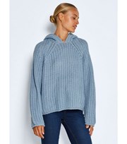Noisy May Pale Blue Chunky Knit Hoodie